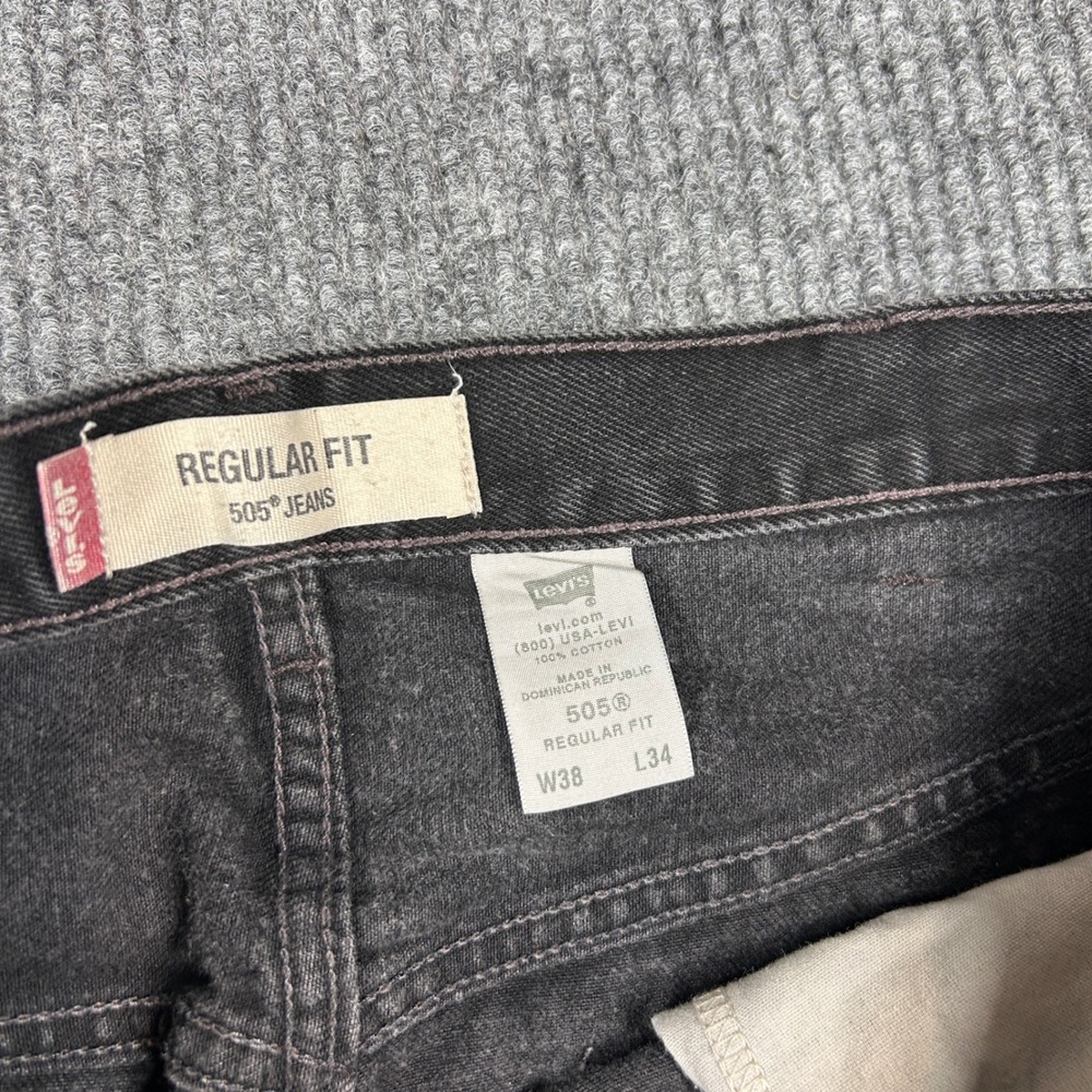 Vintage Levi's 505 Men's 38x34 Regular Fit Black Casual Faded Grunge Distressed - Picture 5 of 9